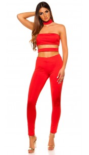 Jumpsuit with Cut Outs Red