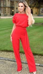 Judith Batwing Jumpsuit Red