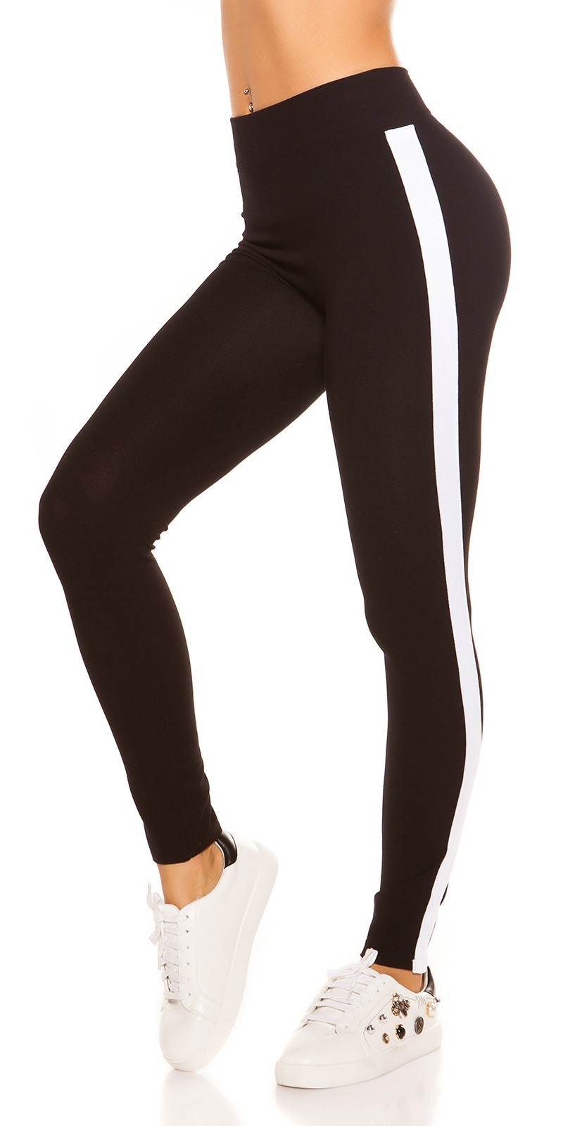 leggings with contrast stripes White 