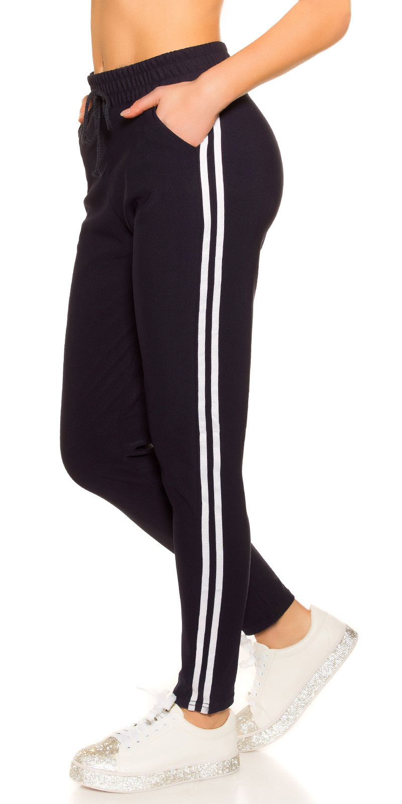 Trendy joggers with contrast stripes Bluewhite