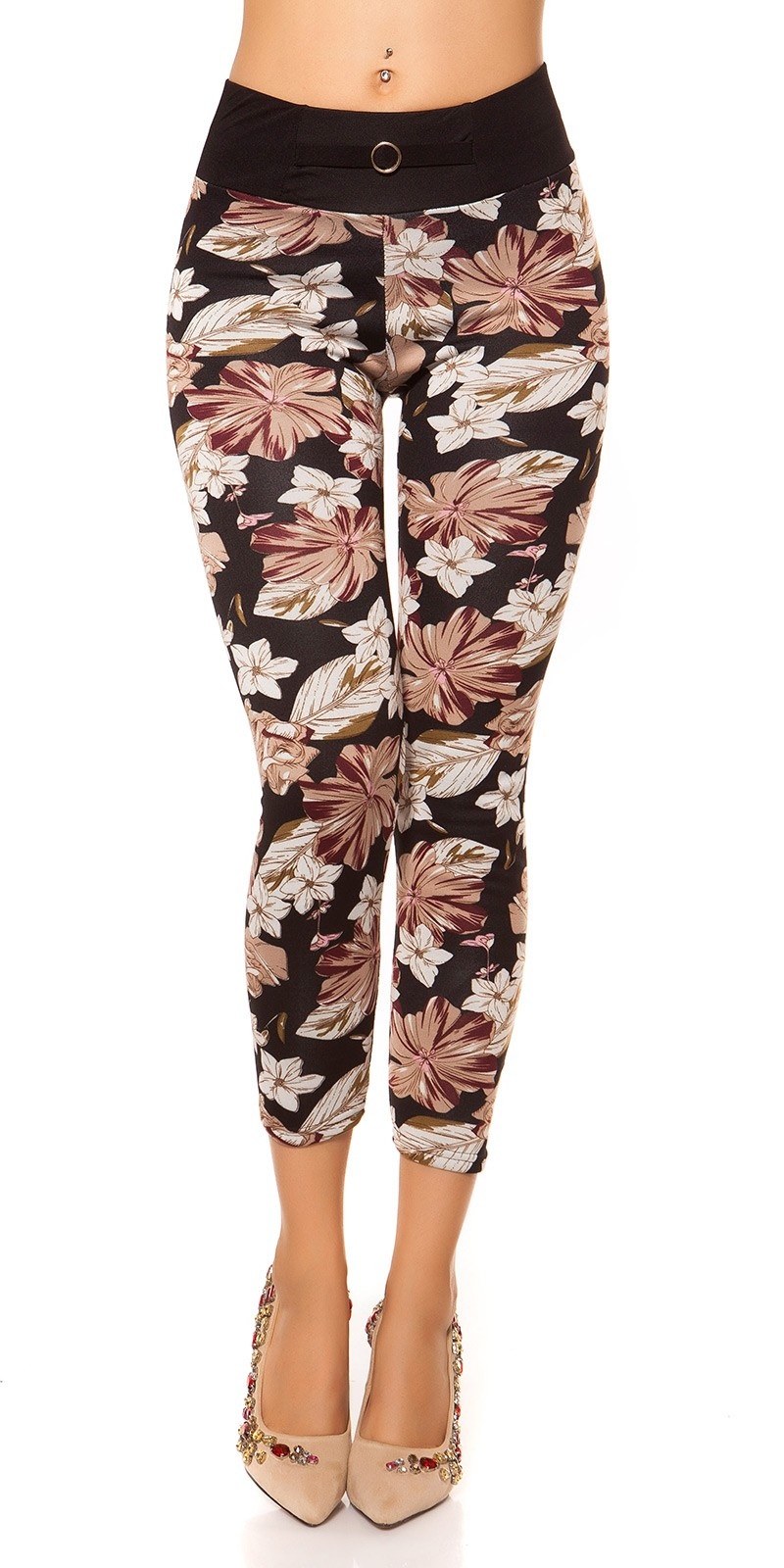 Trendy Thermo leggings with flower print Black