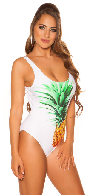 Moderator Stam composiet Trendy zwempak-badpak met ananas-print gewatteerd wit - ai0000FM0108-3 van  Cosmoda
