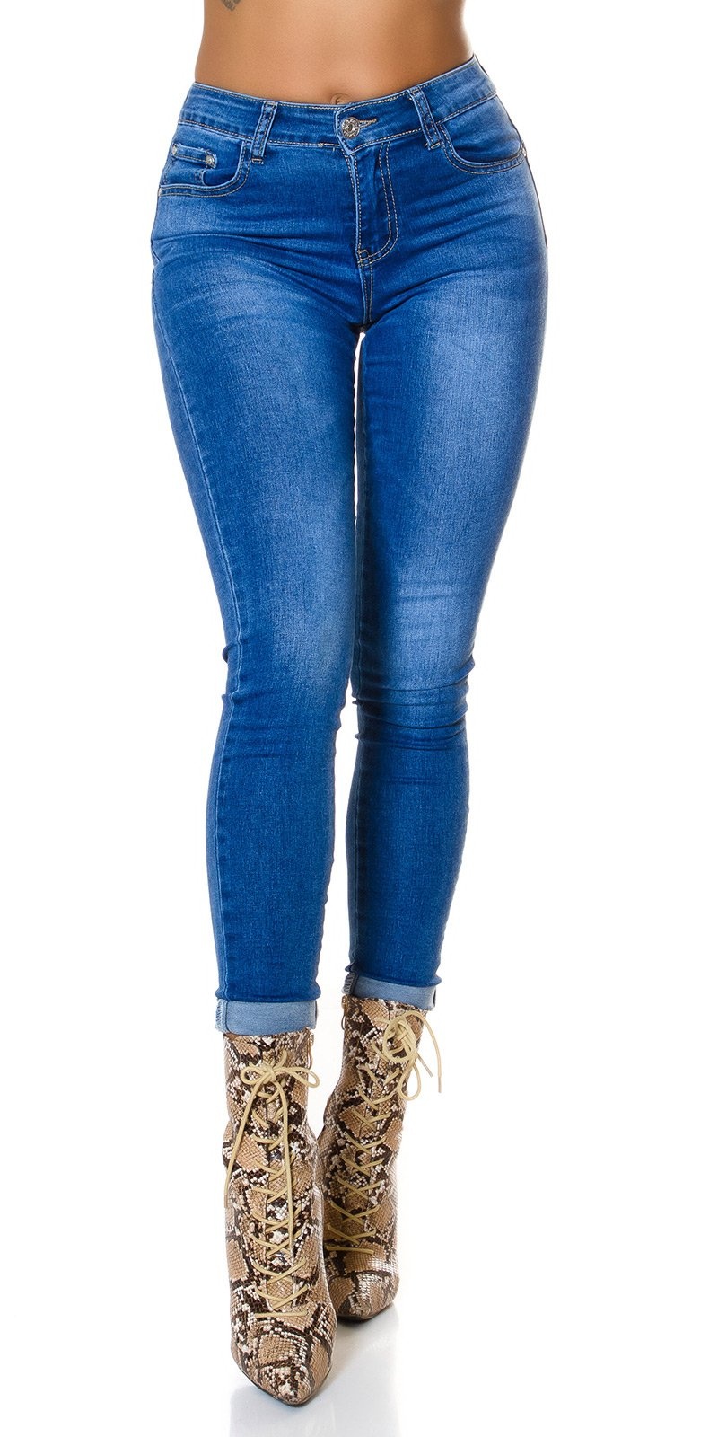 Sexy push up effect hoge taille jeans blauw