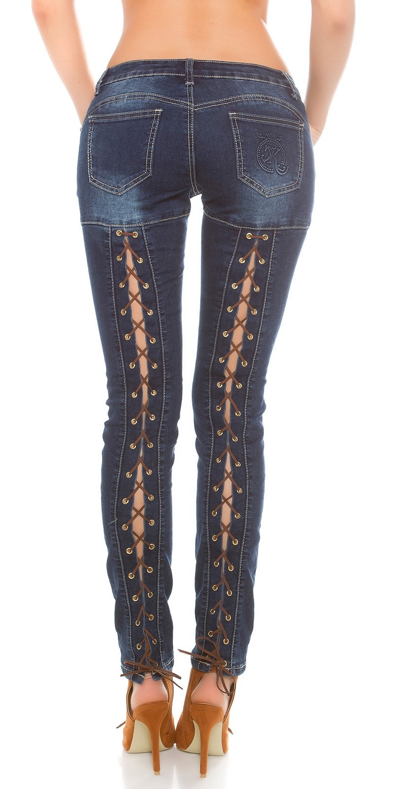 Sexy KouCla PuSH UP Skinny jeans with lacing Jeansblue