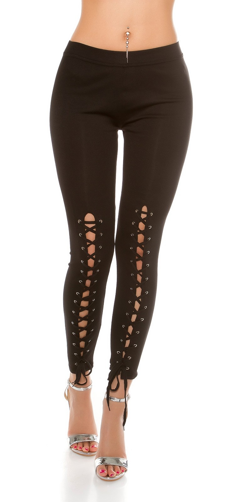 Sexy leggings met veter zwart