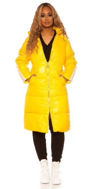 ik betwijfel het Behoren native Trendy lange winterjas met capuchon geel - ai0000MY0326-4 van Cosmoda  Collection -