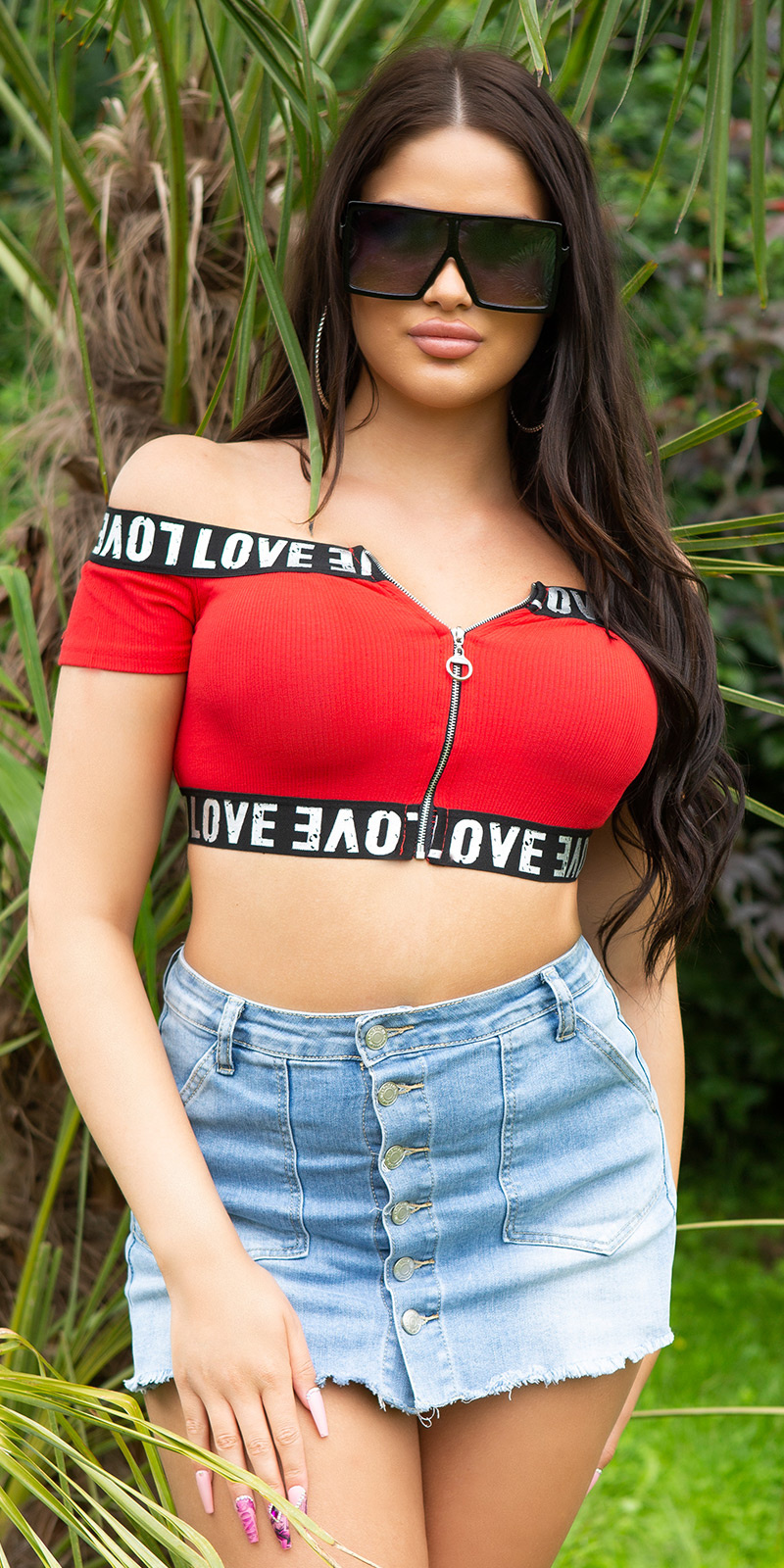 Sexy off-shoulder cropped top love rood