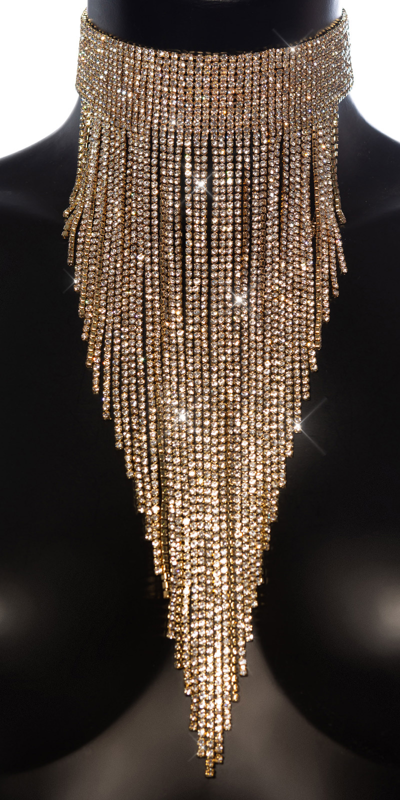 Sexy Big Rhinestones Necklace/Choker Gold