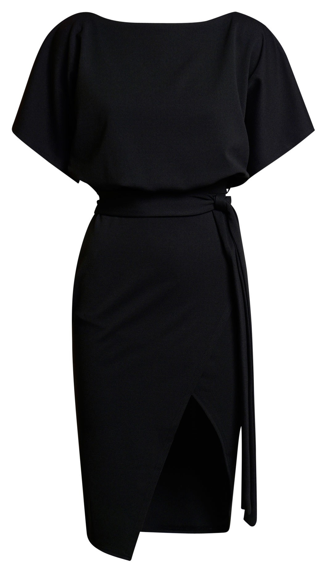 judith navy wrap front batwing dress