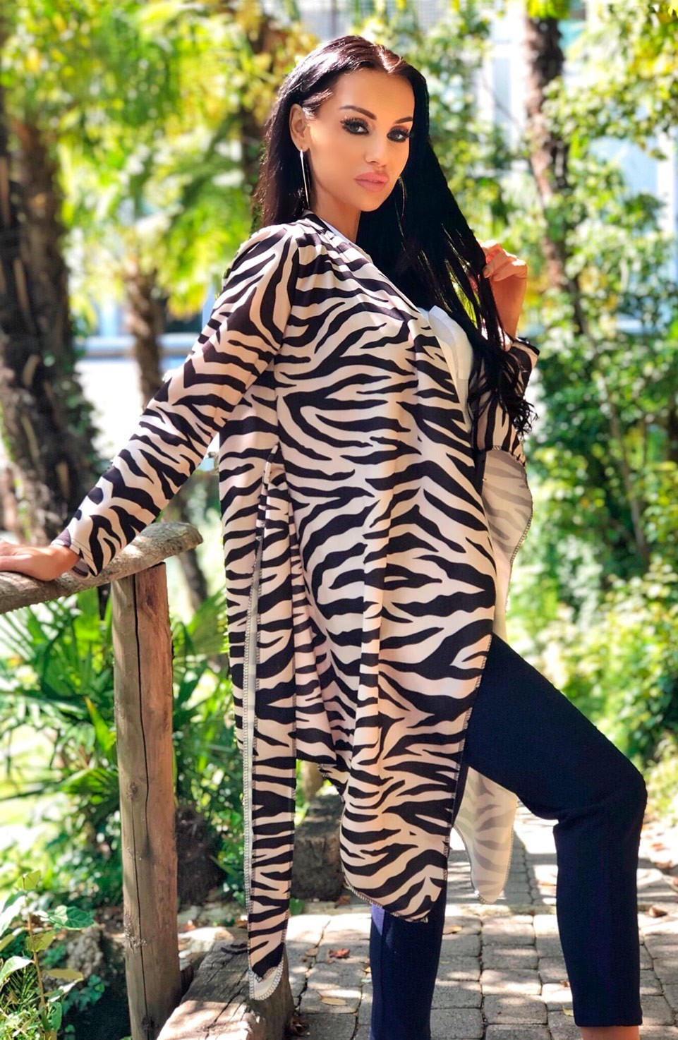 Annabelle Zebra Waterfall Jacket Beige