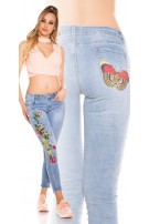 Sexy skinny jeans met borduurwerk jeansblauw