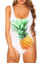 Trendy zwempak-badpak met ananas-print gewatteerd wit