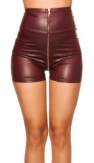 Sexy hoge taille wetlook shorts bordeaux