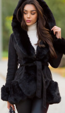 Beautiful short coat with faux fur Black