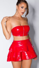 Latexlook ultra mini skirt Red
