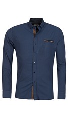 Overhemd marineblauw / bruin