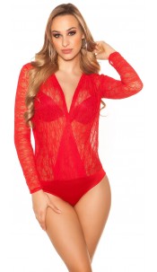 Longsleeve Lace Body With WOW! Back Red