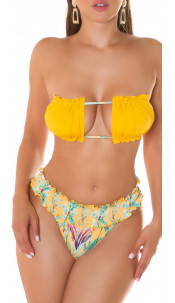 2 piece bikini set met bloemen-print geel
