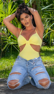 Bodysuit with Cut-Outs Yellow