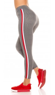 Trendy geruite leggings met contrast strepen roodwit