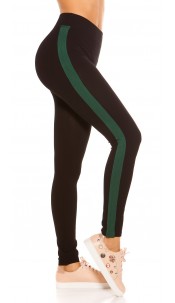 Trendy leggings with contrast stripes Green