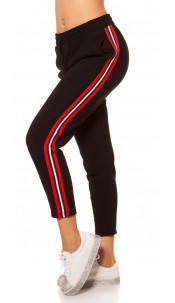 Trendy thermal joggers with contrast stripes Redwhite