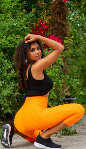 Sexy hoge taille 7/8 leggings oranje