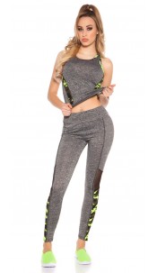 Trendy workout-sport outfit met top & leggings geel