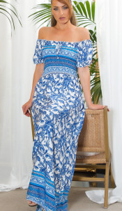 Musthave off-shoulder Maxidress with Print Blue