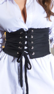 Denim waist belt to tie Black