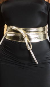 waist belt in leather look Gold