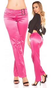 trousers with buckle and pinstripes Fuchsia
