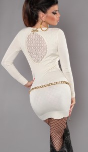 Sexy KouCla knit-minidress with lace and bow White