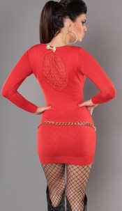 Sexy KouCla knit-minidress with lace and bow Orange