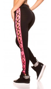 workout leggings with lacing Blackfuchsia