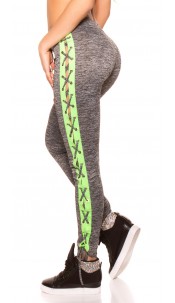 workout leggings with lacing Neonyellow