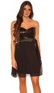 bandeaudress with sequins and loop Black