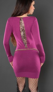 Sexy KouCla knitted minidress with leoprint Violet
