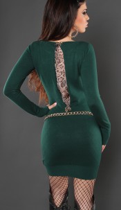Sexy KouCla knitted minidress with leoprint Darkgreen