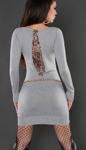 Sexy KouCla knitted minidress with leoprint Grey