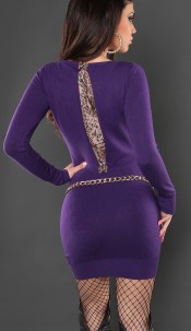 Sexy KouCla knitted minidress with leoprint Purple