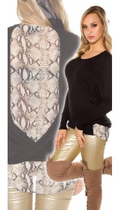Trendy 2in1 jumper with Snake pattern Black