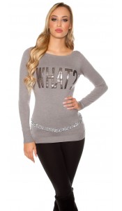 Trendy pullover WHAT? Grey