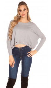 pullover with trendy lugs Grey