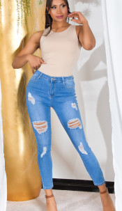 Highwaist Skinny Jeans "perfect blue" ripped Blue