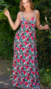 Trendy Summer Maxi dress with print Red