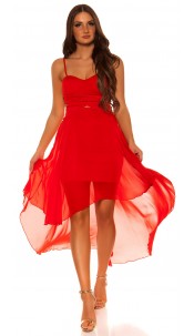 Sexy KouCla high low dress with sexy insight Red