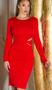 jurk met uitsparingen rood