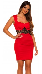 case dress with lace Red