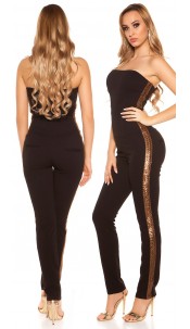 Bandeau Overall with sequins Black
